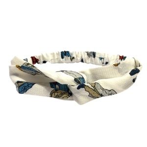People Print Boho Twist Stretch Headband, White